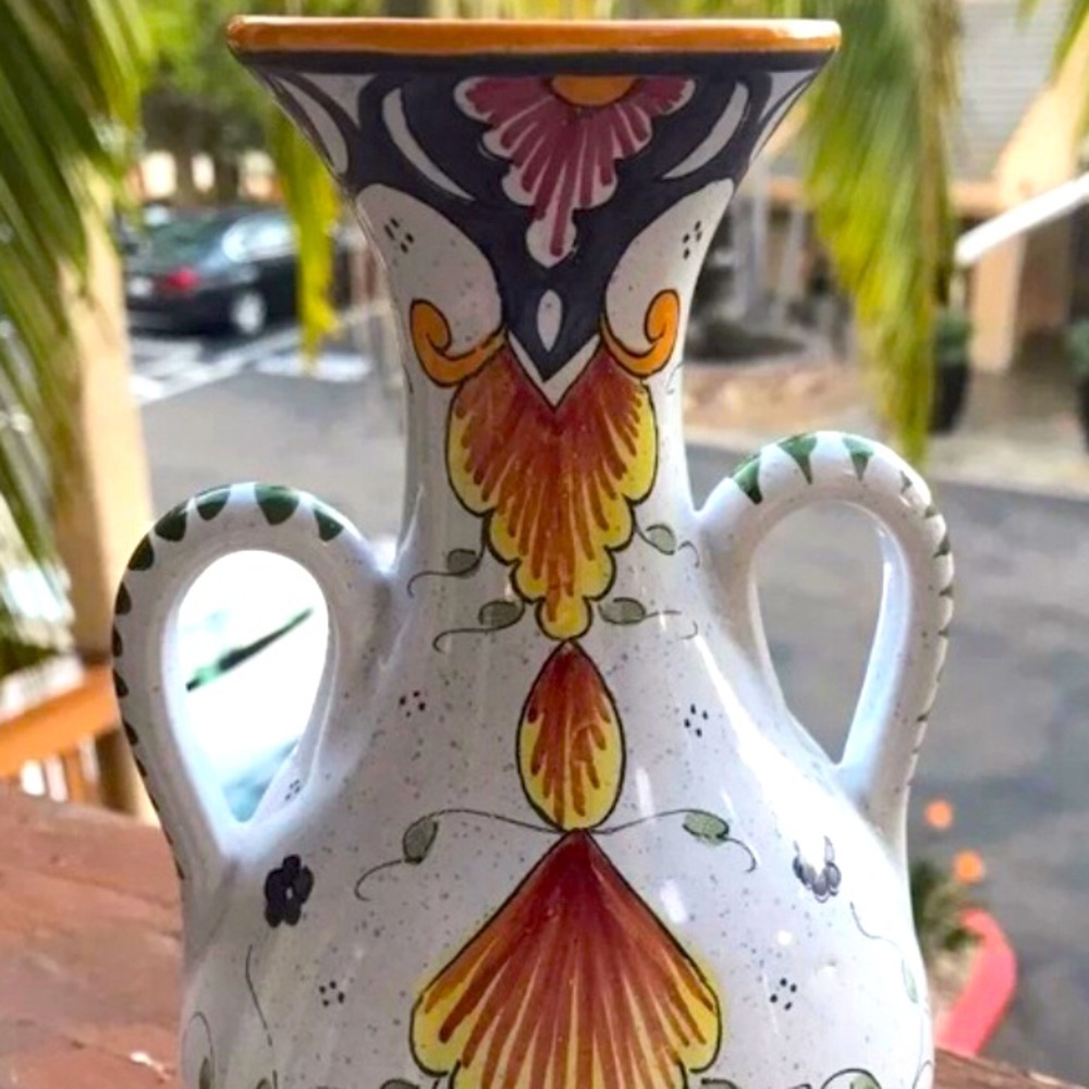 R. TION French Vase Ceramic Spring Multicolor NEW home art Summer/Fall GIFT!